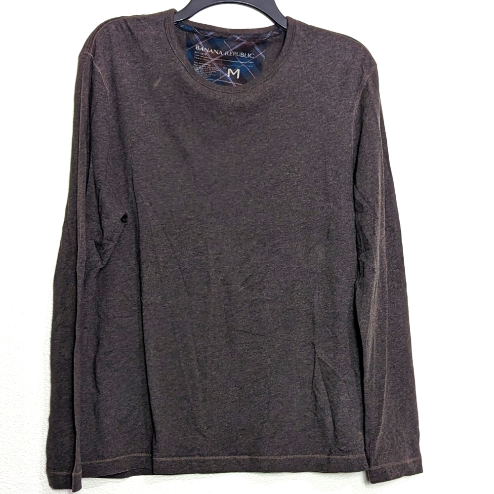 BANANA REPUBLIC Men's M Brown Shirt SOFT Long Sleeves Neutral Academia